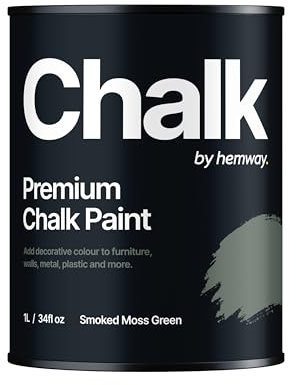 Chalk Paint Smoked Moss Green Furniture Paint 1L, Matt Finish Shabby Chic, Chalk Furniture & Walls, Quick Dry & 1 Coat, Hemway