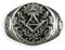 Fly Style Siegelring aus 925er Sterling-Silber - Freimaurer, Ring Grösse:19.1 mm