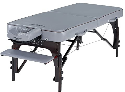 Master Massage 71cm Montour LX Portable Mobil Massageliegenpaket in Dove Grey mit Holzfuߟ und Tragetasche, Taubengrau