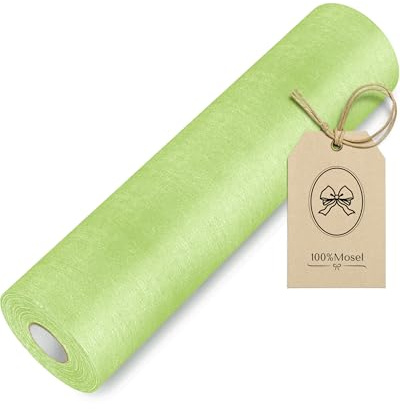 100%Mosel Vlies Tischläufer, in Pastell Grün (30 cm x 25 m), Tischband | Edle Tischdeko für Frühlingsdeko und Gartenparty – Meterware von der Rolle, zuschneidbar