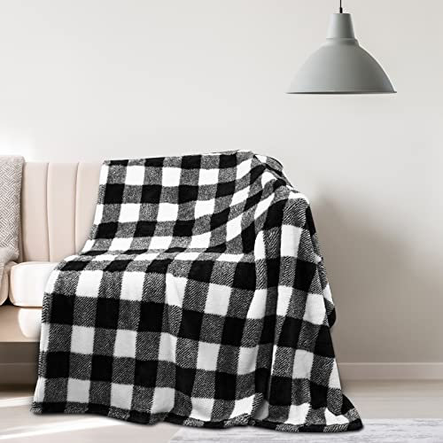 Fleece, weich, gemütlich, warm, Überwurf, for Sofa, Couch, Bett, Schlafzimmer, Reisen, roter Büffel, kariertes Dekor, leichte, flauschige Mikrofaser, karierte Decken for alle Jahreszeiten, 127 x 152 c