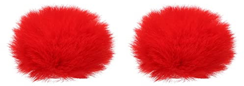 PATIKIL 2Pack Pelzig Mikrofon Windschutz für Innen Draußen 7mmx62mm Rot | Mini Mikrofon Windschutzscheibe, mit Lavalier Mikrofonen, 7mmx62mm