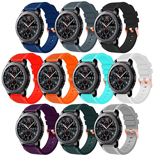 10 Pack kompatibel für Samsung Galaxy Watch 3 45mm Armband/Galaxy Watch 46mm/ Gear S3 Frontier, 22mm Silikon Sport Band Ersatz für Samsung Gear S3 Classic Männer Frauen