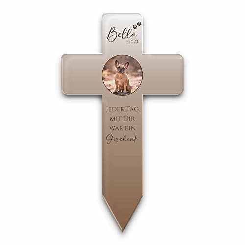 CHRISCK design Personalisiertes Grabkreuz mit vielen verschiedenen Designs - ideal als Andenken oder für den Friedhof - 3 Größen bis 22x40 cm