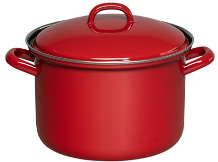 Riess, 0123-020 - Pentola per carne con coperchio, 18 cm, 2,5 l, colore rosso, lunghezza 25,3 x 19,5 x 17,2 cm, peso 1,307 kg
