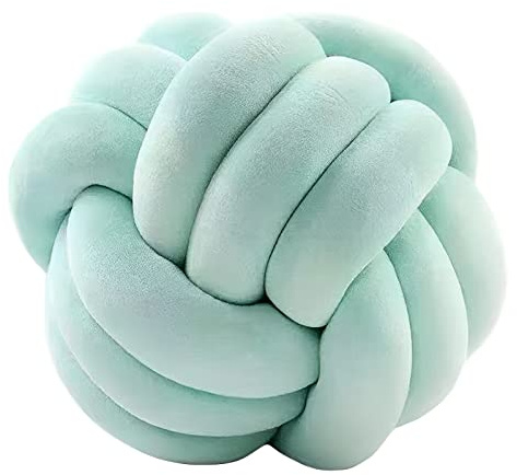 KEBAIHUA Knot Ball Pillows, Round Throw Pillow Cushion Home Decoration Soft Plush Pillow, Throw Knotted Ball Pillow Handmade Children Room Decoration Round Plush Toy Pillow (Light Green,8.5/22cm)