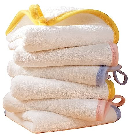 Polyte - Premium-Waschlappen für Babys - hypoallergen & fusselfrei - Mikrofaser - Weiß - 25 x 25 cm - 6 Stück