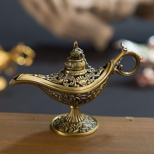 Lámpara de aceite de Aladdin, lámpara milagrosa de incienso, lámpara retro Legend Aladdin Magic Genie Wishing Light,lámpara árabe genio para decoración de mesa del hogar, hogar tetera aceite lámpara
