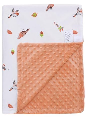 LAT Couverture Douillette pour Bébé Naissance - Couverture Minky pour Poussette Sièges Bébé (Oiseaux, 110 x 150 cm)