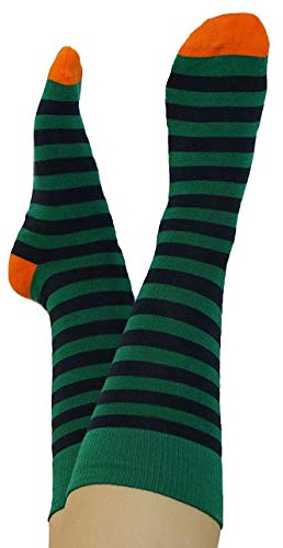 ALBERO NATUR 2 paia di calzini da uomo e donna, in cotone biologico, a righe, Verde-blu scuro-arancio, 39-42