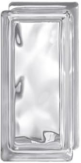 VETROCEMENTO VETROMATTONE MATTONE IN VETRO ONDULATO TRASPARENTE 19X9X8 cm.