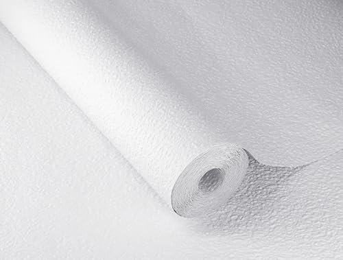 Rasch Carta da parati 201826 - Carta da parati bianca con struttura in gesso, effetto gesso, 10,05 m x 0,53 m