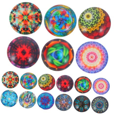 LALAFINA 100pcs 10mm Mixed Round Tiles for Crafts Glass Supplies Jewelry Making DIY Accessories Crafting Materials