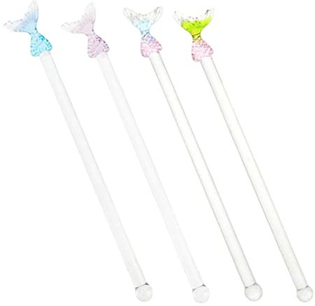 IMIKEYA 4pcs Mermaid Designed Cocktail Mixing Rods Drink Stirrers Juice Stirrer Beverage Cup Adorns Kitchen Stirring Rods