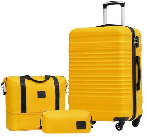 COOLIFE Luggage Sets 3 Piece 24 Inch Suitcase Large ABS+PC Hard Shell TSA
