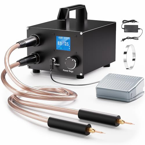 Seesii Dual Farad Spot Welder, 25 Gears Adjustable 3000F Capacitor Battery Spot Welder with 1.8'' LCD Display,Portable Spot Welder for 0.1-0.3mm Nickel Strip Welding for Battery Pack Making