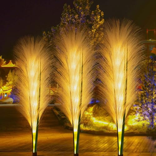 AGOTD Solarleuchten Garten Schilf, Solarlampen für Außen, Wasserdichte Gartendeko für Draußen, Solar Deko für Rasen Gehweg Balkon Terrassen Landschaft Wegbeleuchtung, 2 Stück