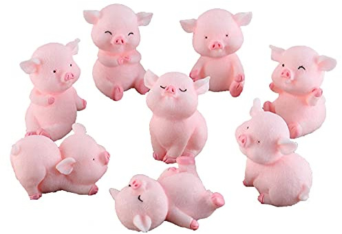 Morofme 8 st miniatyr gris figurer, gris tårta cupcake topper, gris cerdo karaktärer minileksaker, gris tårta dekorationer för barn födelsedag baby dusch gris tema