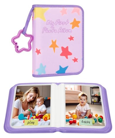 Baby's My First Fotoalbum für Baby für 21 Fotos à 10 x 15 cm, weiches Tuch, Familienbuch, mein erstes Album für 10 x 15 cm, für Babypartys, Kleinkinder, Familienbilder, Kleinkind-Fotoalbum (lila)