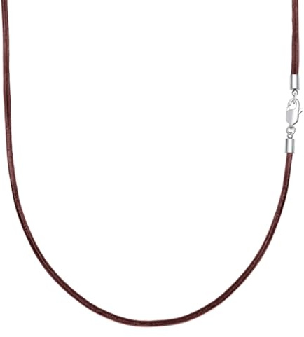 VANSZA Lederkette Echtes Leder Halskette Edelstahl Verschluss 1.5/2/3mm breit Damen Herren Kette für Anhänger charm 45-55cm wählbar DIY Lederschnur