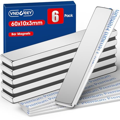 VNDUEEY 6 Pack doppelseitige Stabmagnete, Neodym-Magnete, Magnete mit Selbstklebender Rückseite, industrielle & wissenschaftliche Hochleistungsmagnete für Kühlschrank, Tür, Küche, Klassenzimmer