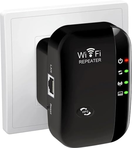 2024 Newest WiFi Extender, WiFi Booster, WiFi Repeater Covers Up to 3000 Sq.ft and 45 Devices, Internet Booster - with Ethernet Port, Home Wireless Signal Booster, Quick Setup, UK plug, Black