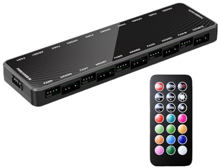 Tuxxjzm Fan Hub Splitter | Pc Fan Hub Computer Argb Pwm Fans Splitter,Fan Speed Controller Ports Argb Pwm Rgb Case Fan Hub for Lighting Components