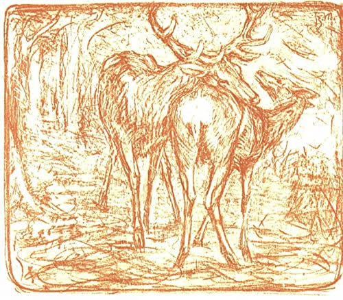 IPLUPJDY Kunstdruck Leinwand Bilder Moderne Druck Leinwand Malerei Hirsch Von Marc Leinwanddruck Malerei für Wanddekoration 60x90cm