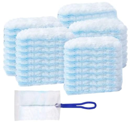 Gsrhzd Plumero Atrapapolvo, 50 Piezas Plumero Recambio, Atrapa Polvo con 1 Mango, Plumero Duster Kit, para Pelo de Animales, Polvo, Suciedad