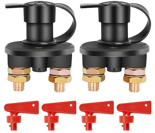 Zythrem 2pcs Batterie Trennschalter 12v Batterieschalter Hauptschalter Batteriehauptschalter Natoknochen mit 4 pcs Schlüsseln für Pkw Wohnmobile Lkw Schiffe Yachten