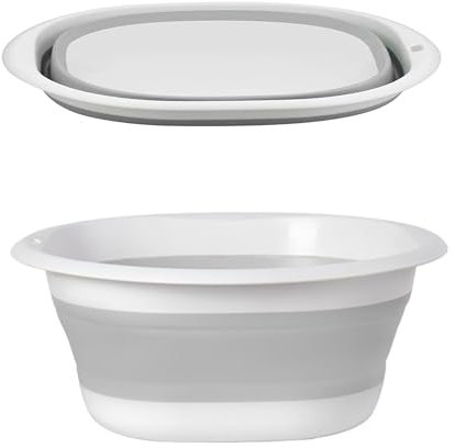 Bassine à vaisselle pliable de 5 L, panier de lavage portable en plastique de silicone, multi-usage, pour l'extérieur, le voyage, le camping, l'évier pliable pour économiser de l'espace (gris)