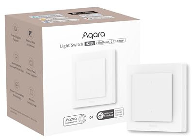Aqara Smart Light Switch H2 EU (2-in-1 Neutral, 2 Gang 1 Channel), Thread/Zigbee Protocol, Wall Switch for Smart Home, Supports Apple Home, Alexa, Google and Home Assistant, Matter over Thread