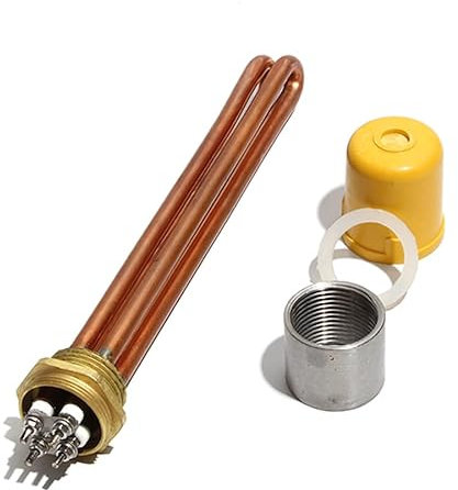 KAYOUDE 1 Inch/DN25 Immersion Water Heater Part With Accessory All Copper Electric Heating Element 220V 3KW/6KW/9KW/12KW(Cover Threads,220V- 6KW)