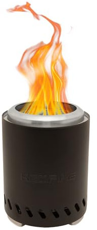 REDFIRE Pellet Tischkamin Volcano Medium, Tischfeuer Edelstahl für Holz und Pellets – Feuerschalen für den Garten, raucharme Feuertonne, Camping Gadgets (schwarz)