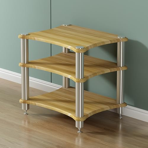 Mobile Hifi,Audio Video Rack,Mobile Stereo hi fi rack,Mobiletto TV 1/2/3/4-Level Multimediale Dispositivi di streaming Mobile Rack HiFi Ripiano AV Componenti Scaffale,per Piccoli Spazi(Wood,60x48x62cm