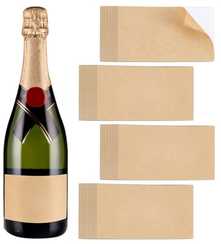 PH PandaHall 100pz Etichette per Bottiglie di Vino Rettangolari Adesivi Kraft Etichette Vuote Stampabili per Stampante Laser Etichette Impermeabili per Casa Matrimonio 5x8.9cm