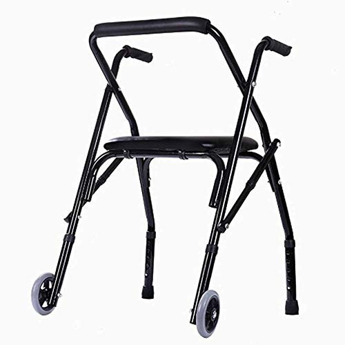 AYCDL Klapprollator, Gehwagen, Gehgestell Mit Gepolstertem Sitz Und 2 Rädern, Leicht, Faltbar, Für Ältere Menschen Und Behinderte, Höhenverstellbar, Schwarz,