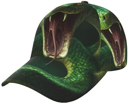 ZSUUGJ Gorra de béisbol unisex con patrón de serpiente, ajustable, para deportes al aire libre, color negro, Negro -, talla única