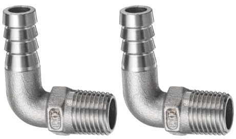 QUARKZMAN 2 stycken 90-graders vinkel slanguttag 10 mm uttag x 1/4 tum NPT hane rörförskruvning reducerare rörkoppling gängkontakt adapter för vatten bränsle luft