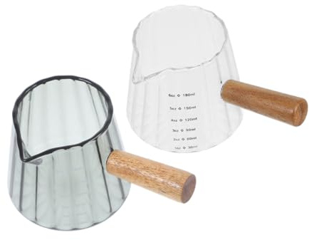 CHICAMPERA 2pezzi Lattiera in Vetro Con Manico Bicchiere Per Espresso Misurino Per Caffè Tazza Per Schiumare Latte Contenitore Trasparente Per Accessori Per Bar Del Caffè