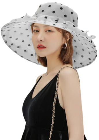 LJRPUPY Damen-Kirchenhut, Organza-Fascinator, Hochzeit, Teeparty, Hut, breite Krempe, Sommer, Strand, Outdoor, breite Krempe, Sonnenhut, grau, Einheitsgröße
