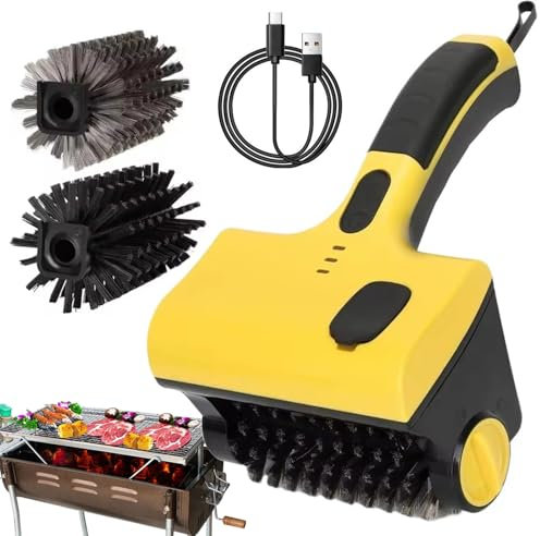 Nettoyeur de Gril Électrique, Brosse Nettoyage de Gril Électrique sans Fil, Brosses Barbecue Automatiques Rechargeables sans Fil pour Extérieur, Salle Bain et Cuisine