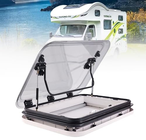 Lucernario Camper,Sfiati tetto roulotte,lucernario in lega di alluminio,con LED e Zanzariera,Copertura in Acrilico Cavo A Doppio Strato Anti UV,Aeratore Tetto Impermeabile per Roulotte/Caravan
