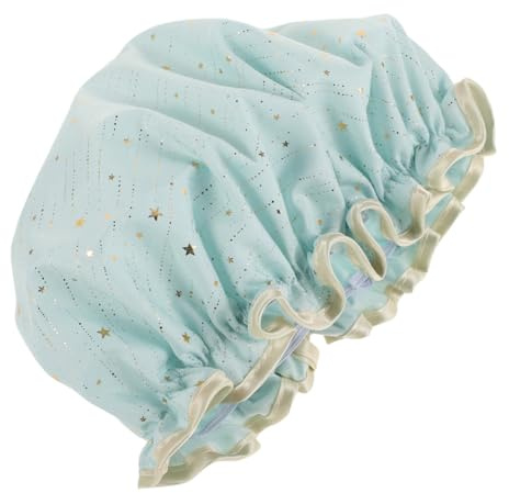PartyKindom Wasserdichte Duschhaube Damen Doppellagig mit Elastischem Band Dicke Polyester Baumwoll Badehaube für Langes und Kurzes Haar Wiederverwendbare Badekappe für Dusche und Bad