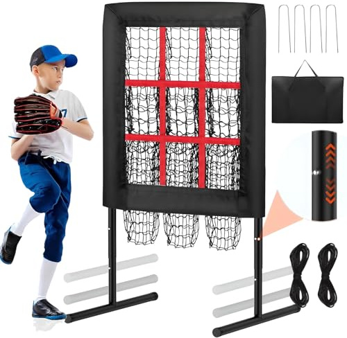 Baseball Pitching Net with Strike Zone Target for Pitcher Training, Adjustable Height for Baseball and Softball Practice