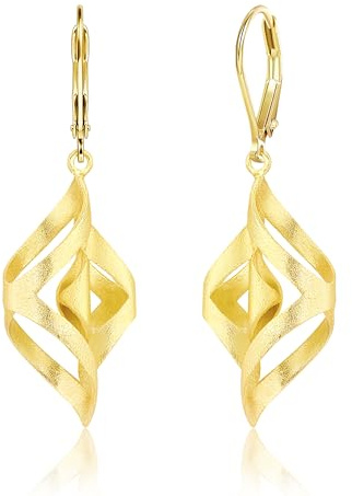 ALEXCRAFT Lange Gold Silber Ohrringe Hängend Verdreht Gebürstete Ohrringe | Silber 925 Ohrringe Hängend Lange Gebürstete Verdreht Ohrhänger Mode Groß Twisted Tropfenohrringe Boho Schmuck Damen Frauen