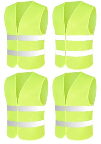 Chalecos de alta visibilidad para coche, paquete de 4, chaleco de seguridad verde, chaleco reflectante de alta visibilidad para coche, chaleco de alta visibilidad para adultos, chaleco de alta visibil