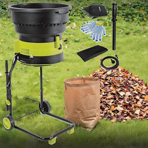 CGLYYDS Trituratore e cippatrice elettrica da Giardino con Ruote e Borsa portaoggetti, Potente trituratore per Foglie, capacità di Taglio di 25 mm, Protezione da sovraccarico Powercord×50m