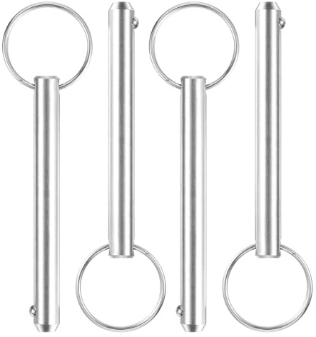 QUARKZMAN 4 Stück Steckbolzen mit Kugelsicherung, 9.5mmx76mm Schnellverschlussstifte 316 Edelstahl Marinezubehör Für Marine Bergsitze Schiffseinrichtung Schiffbau Silber