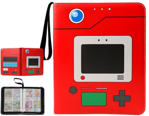 400 Card Binder, Collectible Card Album, 4 Pockets, 50 Pages Capacity 400 Cards, Album Card Holder with Zipper, Waterproof PU Binder, Gift for Collectors and Children (A,4 Pockets)